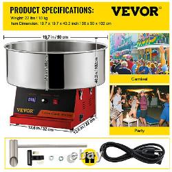 VEVOR Cotton Candy Machine 1050W Electric Commercial Floss Maker 19.7'' Red