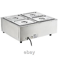 VEVOR Electric Food Warmer 4x12Qt Commercial Steam Table Buffet Pan Bain Marie