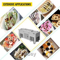 VEVOR Fried Ice Cream Roll Machine Commercial Ice Roll Maker 2-Pan with Cabinet