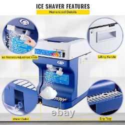 VEVOR Ice Shaver Commercial Ice Crusher Snow Cone Machine 265LBS/H withBonus Blade