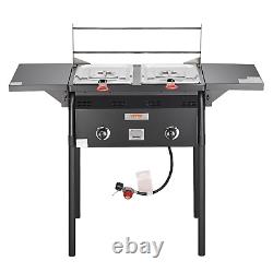 VEVOR Outdoor Propane Deep Fryer, Double Burners Commercial Fryer, 16 Qt Stainle