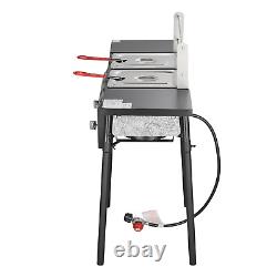 VEVOR Outdoor Propane Deep Fryer, Double Burners Commercial Fryer, 16 Qt Stainle