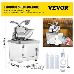 VEVOR Snow Cone Machine Commercial Ice Shaver Ice Crusher Silver 400LBS/H ETL
