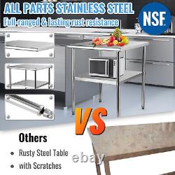 VEVOR Stainless Steel 30x30x36 in Work Prep Table Commercial Food Prep Table