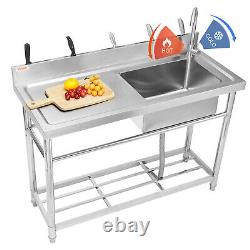 VEVOR Stainless Steel Commercial Utility & Prep Sink Single Bowl withWorkbench