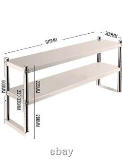 VEVOR Stainless Steel Commercial Wide Double Overshelf 12x36 for Prep Table