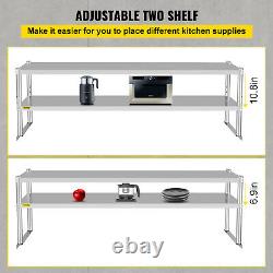 VEVOR Stainless Steel Commercial Wide Double Overshelf 72X 12 for Prep Table