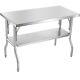 Vevor Stainless Steel Folding Commercial Prep Table With Undershelf -48 X 24 In