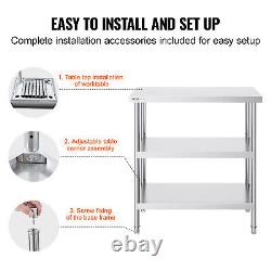 VEVOR Stainless Steel Food Prep Table Commercial Kitchen Work Table 18x36