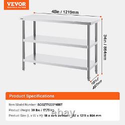 VEVOR Stainless Steel Food Prep Table Commercial Kitchen Work Table 18x48