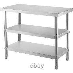 VEVOR Stainless Steel Work Prep Table 48x14 with Undershelf Commercial Kitchen