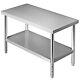 Vevor Stainless Steel Work Prep Table Commercial Food Prep Table 48x24x34 In