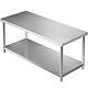 Vevor Stainless Steel Work Prep Table Commercial Food Prep Table 72x30x34in