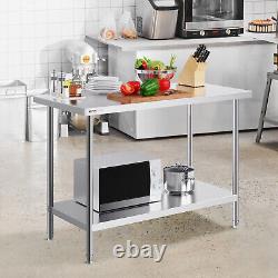 VEVOR Stainless Steel Work Prep Table Commercial Worktable Food Prep 24x48x34in