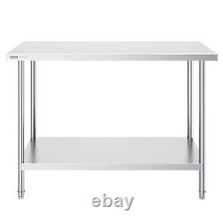 VEVOR Stainless Steel Work Prep Table Commercial Worktable Food Prep 24x48x34in