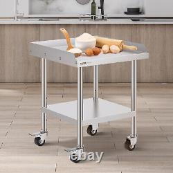 VEVOR Stainless Steel Work Table 24x24 Commercial Food Prep Table With 4 Casters