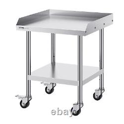 VEVOR Stainless Steel Work Table 24x24 Commercial Food Prep Table With 4 Casters