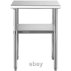 VEVOR Stainless Steel Work Table 24x24 Commercial Food Prep Table with Wheels