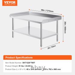 VEVOR Stainless Steel Work Table, 30 x 48 x 26 Inch Commercial Food Prep Worktab