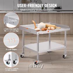 VEVOR Stainless Steel Work Table 30x36 Commercial Food Prep Table With 4 Casters