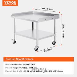 VEVOR Stainless Steel Work Table 30x36 Commercial Food Prep Table With 4 Casters