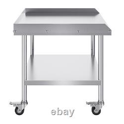 VEVOR Stainless Steel Work Table 30x36 Commercial Food Prep Table With 4 Casters