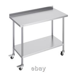 VEVOR Stainless Steel Work Table Commercial Food Prep 24x24/15/30/36/48/60 in