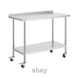 VEVOR Stainless Steel Work Table Commercial Food Prep 24x24/15/30/36/48/60 in