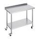 Vevor Stainless Steel Work Table Commercial Food Prep Table 24x48 With Casters