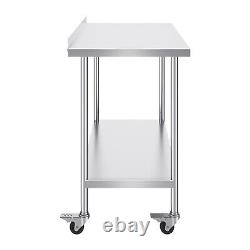 VEVOR Stainless Steel Work Table Commercial Food Prep Table 24x48 with Casters