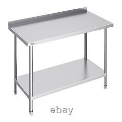 VEVOR Stainless Steel Work Table Commercial Kitchen Work Food Prep Table 24x48