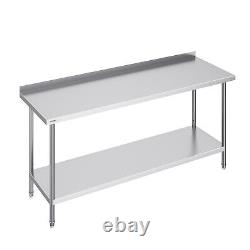 VEVOR Stainless Steel Work Table Commercial Kitchen Work Food Prep Table 24x72