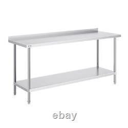 VEVOR Stainless Steel Work Table Commercial Kitchen Work Food Prep Table 24x72