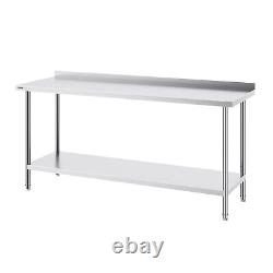 VEVOR Stainless Steel Work Table Commercial Kitchen Work Food Prep Table 24x72