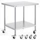 Vevor Stainless Steel Work Table Commercial Prep Table 30x18 Inch With 4 Casters