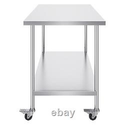 VEVOR Stainless Steel Work Table Commercial Prep Table 30x60 Inch With 4 Casters