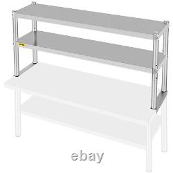 VEVOR Wide Double Overshelf 12 x 48 Stainless Steel Work Pre Table Commercial