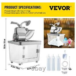 VEVORbrand 110V Commercial Ice Crusher 440LBS/H, ETL Approved 300W Electric Snow