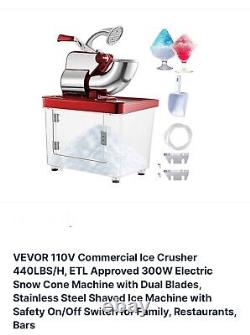Vevor-110V Commercial Ice Crusher 440LBS/H, 300W Electric Snow Cone Machine