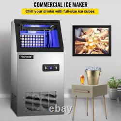 Vevor 120 Lb. / 24H Commercial Ice Maker Machine Auto Clean Freestanding, Silver