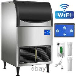 Vevor 177Lbs/24H Commercial Ice Maker 121Lbs Storage Ice Cube Machine Wifi Panel