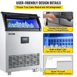 Vevor 808384843 24h 750W Stainless Steel Commercial Ice Maker With 55lbs Storage