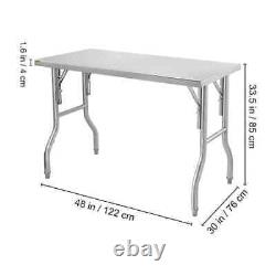 Vevor Kitchen Utility Table 48x30 in. Folding Table With 220 lb. Load Commercial