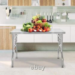 Vevor Kitchen Utility Table 48x30 in. Folding Table With 220 lb. Load Commercial