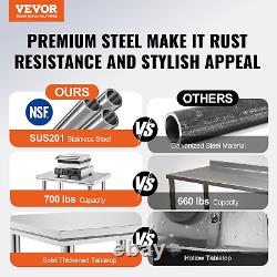 Vevor Stainless Steel 24 x 36 x 32 Inch Commercial Kitchen Prep & Heavy Duty for