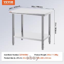 Vevor Stainless Steel 24 x 36 x 32 Inch Commercial Kitchen Prep & Heavy Duty for