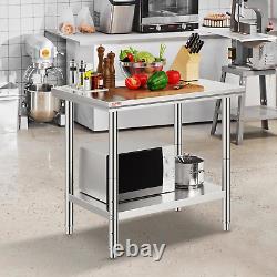 Vevor Stainless Steel 24 x 36 x 32 Inch Commercial Kitchen Prep & Heavy Duty for