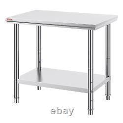 Vevor Stainless Steel 24 x 36 x 32 Inch Commercial Kitchen Prep & Heavy Duty for